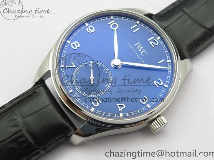 MIROTIME 0502 TimelessDesign Portuguese IW358304 ZF 1:1 Best Edition SS Blue Dial on Leather Strap A 7078